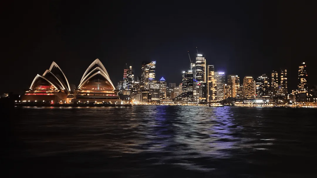 View of the Sydney harbour at night