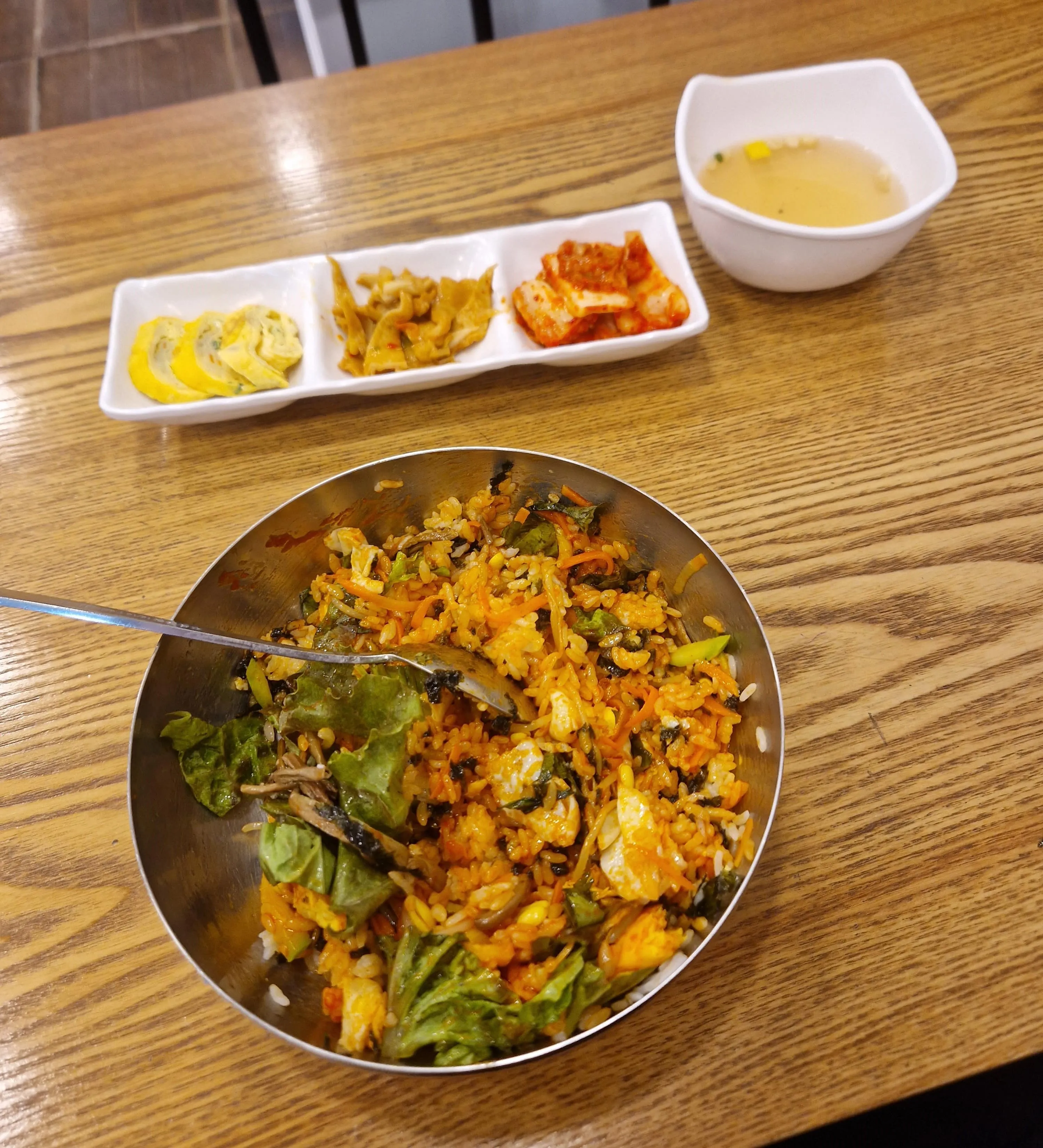 Bibimbap already mixed with side dishes.