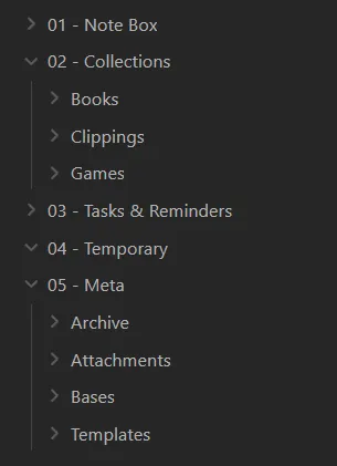 Obsidian vault folders