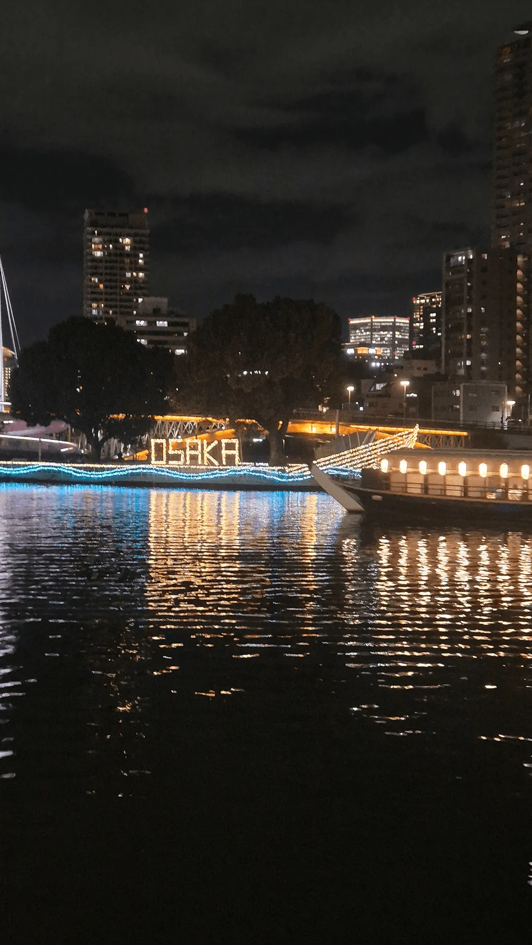 Picture of the Osaka sign at the Okawa River during the night